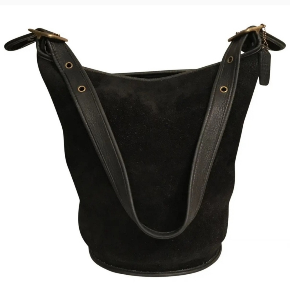 1996 VINTAGE LUXURIOUS lovely Coach Berkeley XL BLACK Bucket Duffle bag - Picture 11 of 13